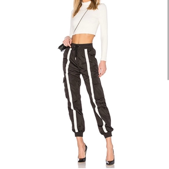 Danielle Guizio Small Striped Track
Pants Joggers Nylon Black White size xs - Picture 4 of 10